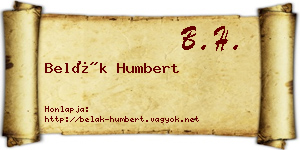 Belák Humbert névjegykártya